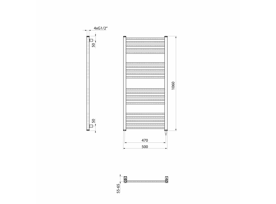 Sapho METRO-E elektrické otopné těleso rovné 500x1060 mm, 400 W, černá mat ME410B