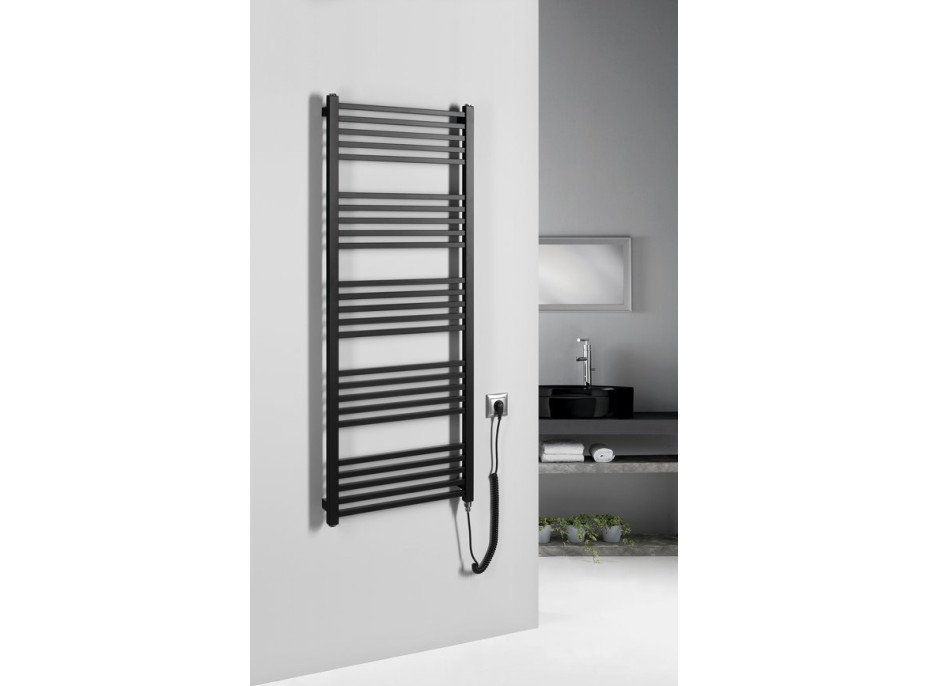 Sapho METRO-E elektrické otopné těleso rovné 500x1340 mm, 500 W, černá mat ME513B