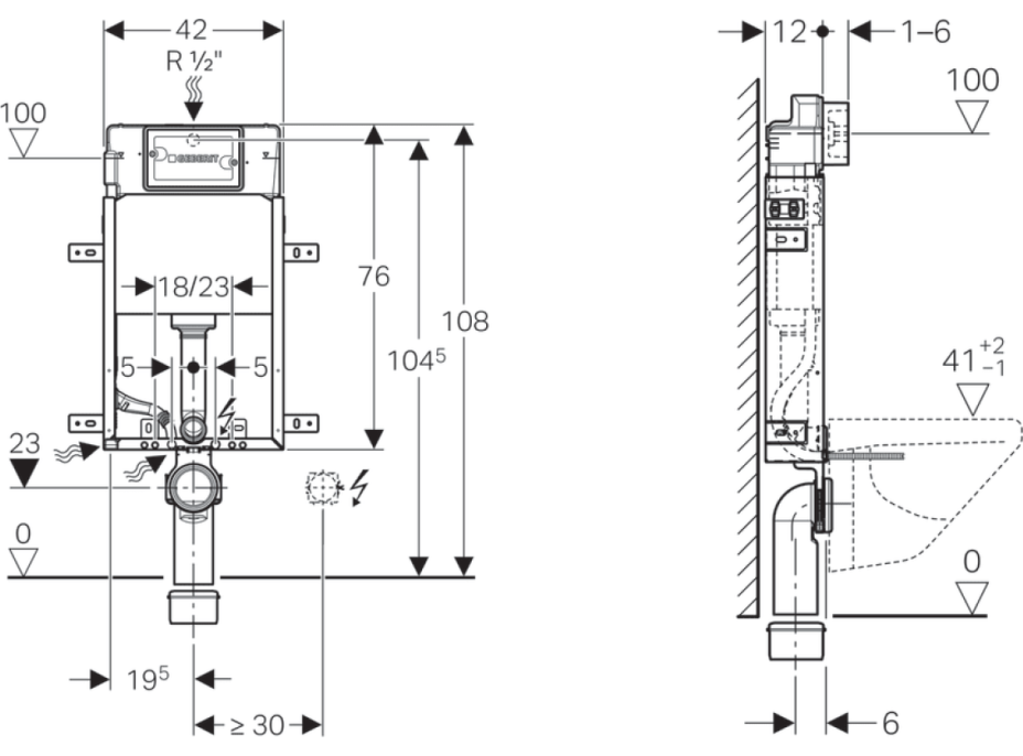 Geberit GEBERIT KOMBIFIX BASIC podomítková nádržka pro zazdění Delta 12cm, v. 108cm 110.100.00.1