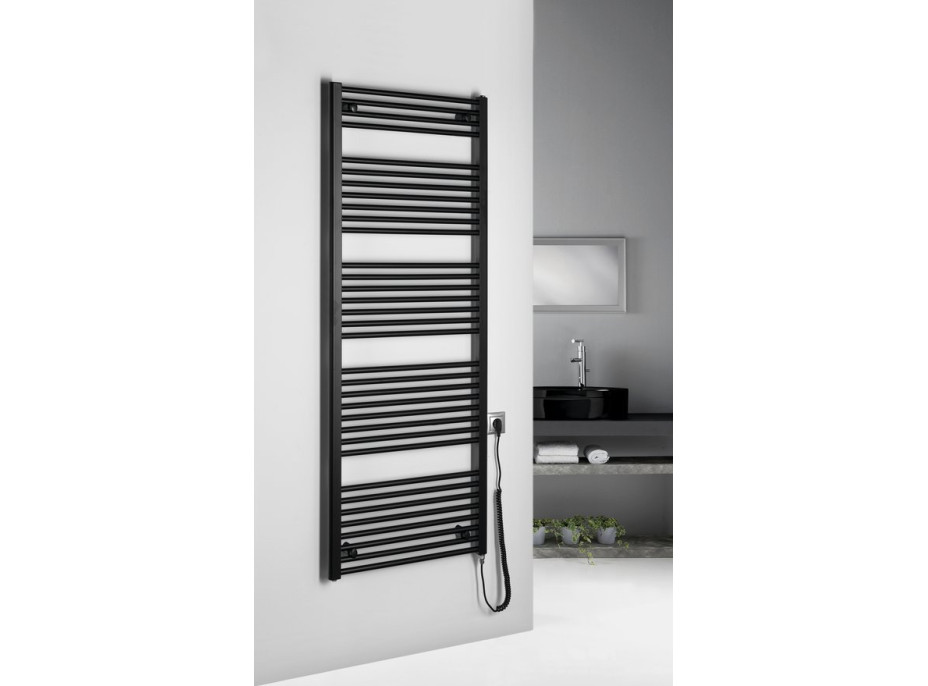 Aqualine DIRECT-E elektrické otopné těleso rovné 600x1680 mm, 800 W, černá ILE66TB