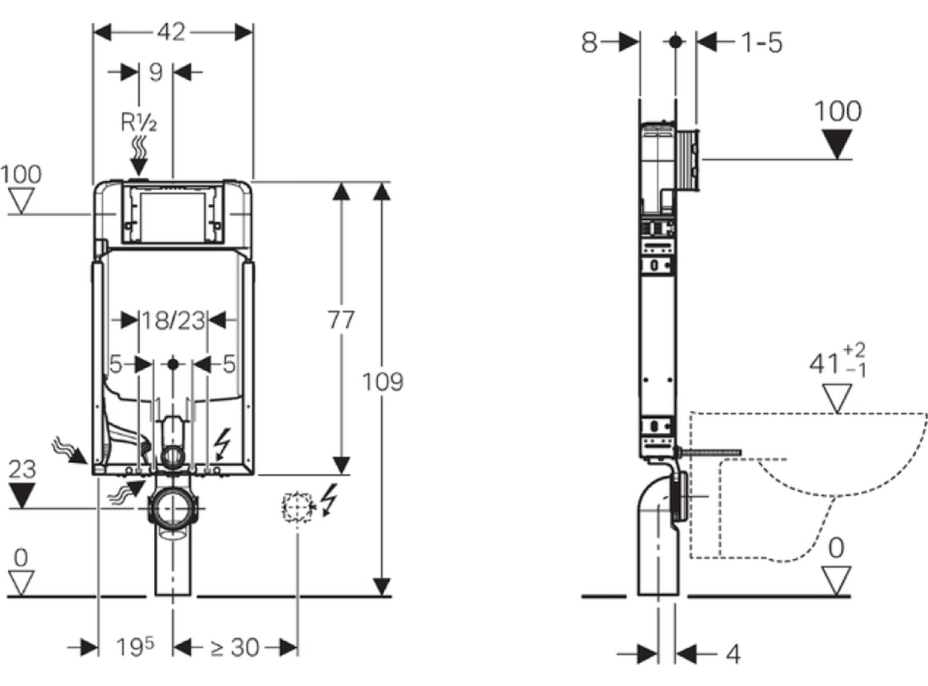 Geberit GEBERIT KOMBIFIX podomítková nádržka pro zazdění Sigma 8cm, v. 109cm 110.790.00.1