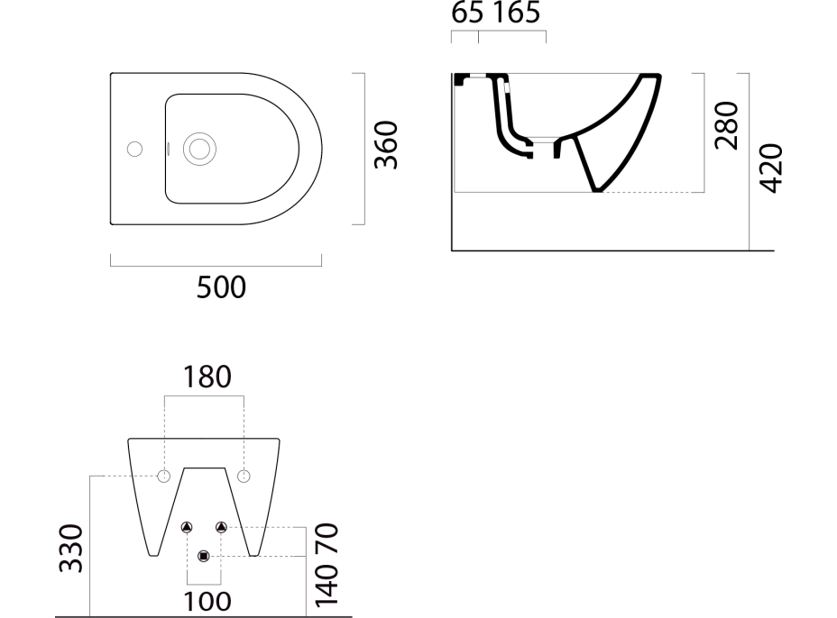 GSI PURA bidet závěsný 36x50cm, ghiaccio mat 8864115