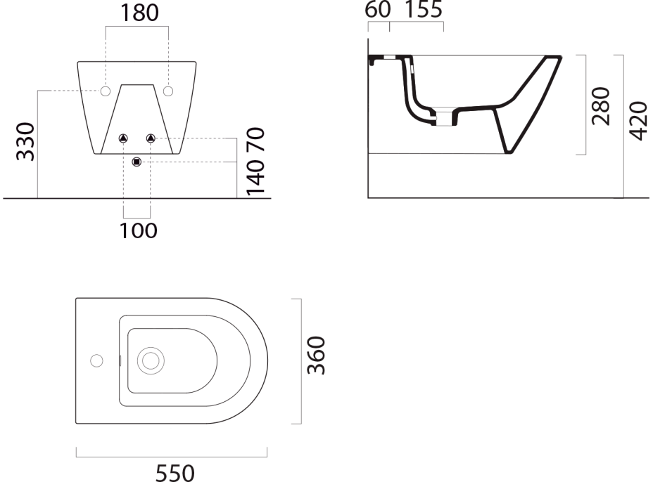 GSI KUBE X bidet závěsný 36x55cm, bílá ExtraGlaze 9465111