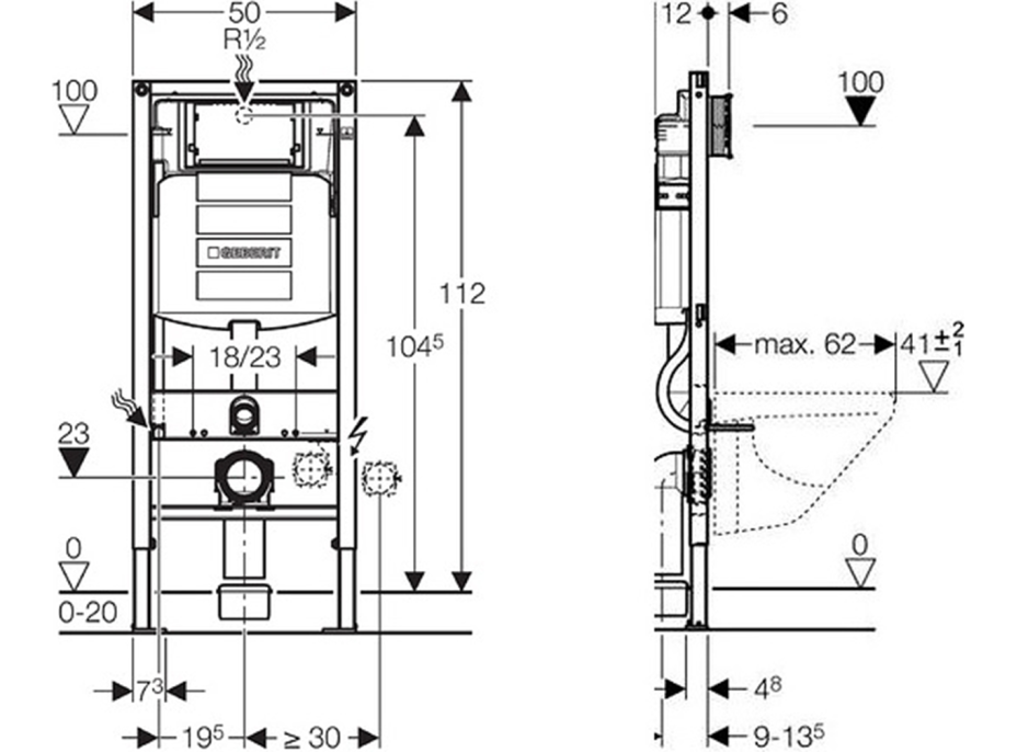 Geberit GEBERIT DUOFIX podomítková nádržka Sigma 12cm, pro montáž do sádrokartonu 111.300.00.5