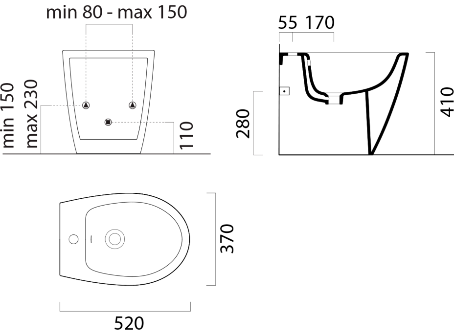 GSI MODO bidet stojící 37x52cm, bílá ExtraGlaze 9862111