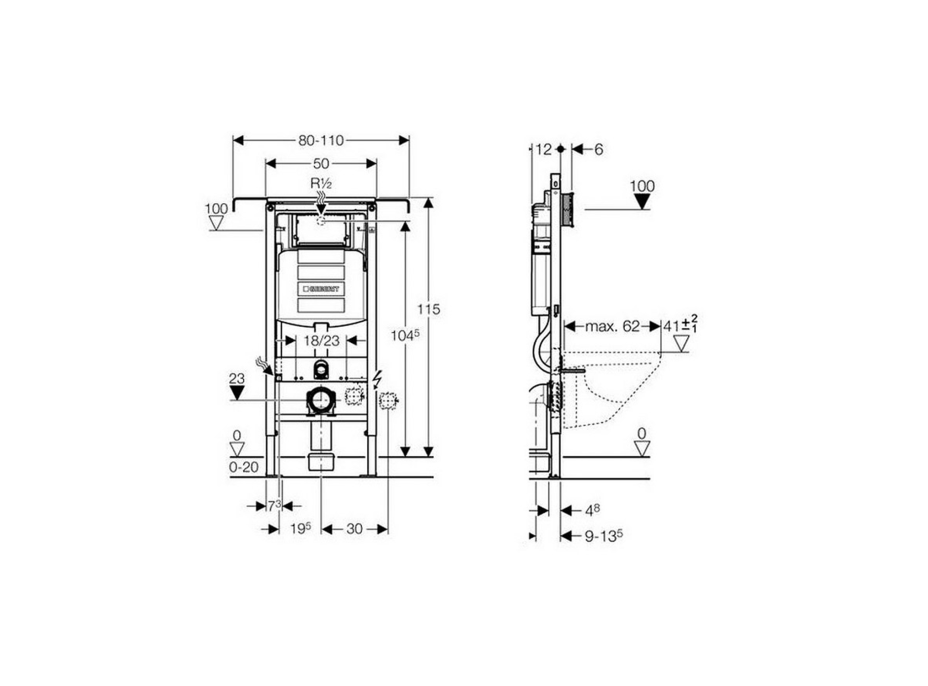 Geberit GEBERIT DUOFIX podomítková nádržka Sigma 12cm, pro napojení do boční stěny 111.355.00.5