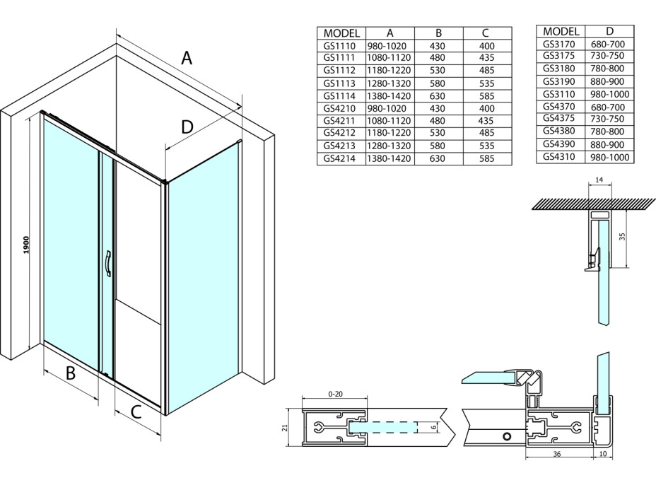 Gelco SIGMA SIMPLY sprchové dveře posuvné 1100 mm, čiré sklo GS1111