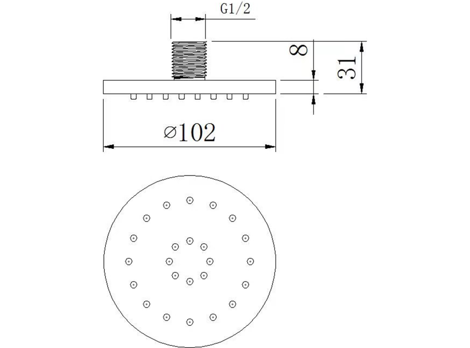 Sapho Pevná nástěnná sprška kulatá, chrom AQ741