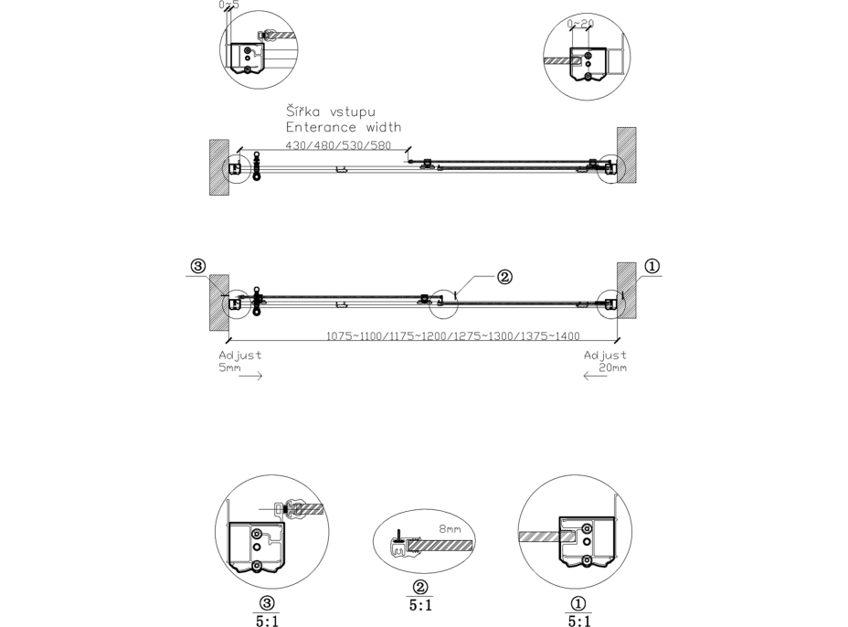 Gelco ANTIQUE sprchové dveře posuvné, 1200mm, ČIRÉ sklo, bronz GQ4212C