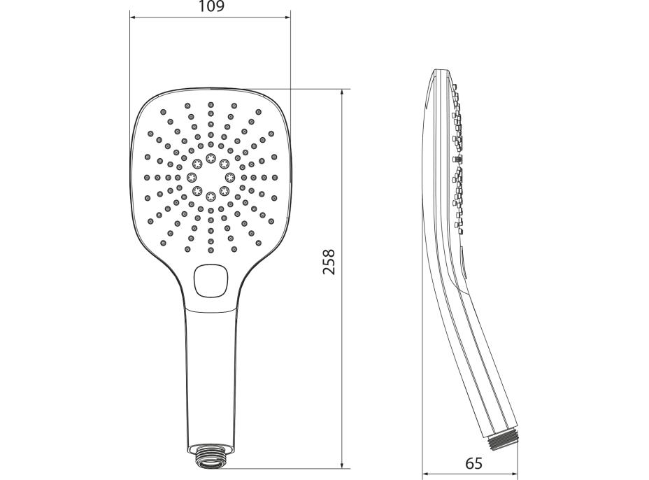 Sapho Ruční masážní sprcha s tlačítkem, 3 režimy sprchování, 109x109mm, ABS/černá mat 1204-52B