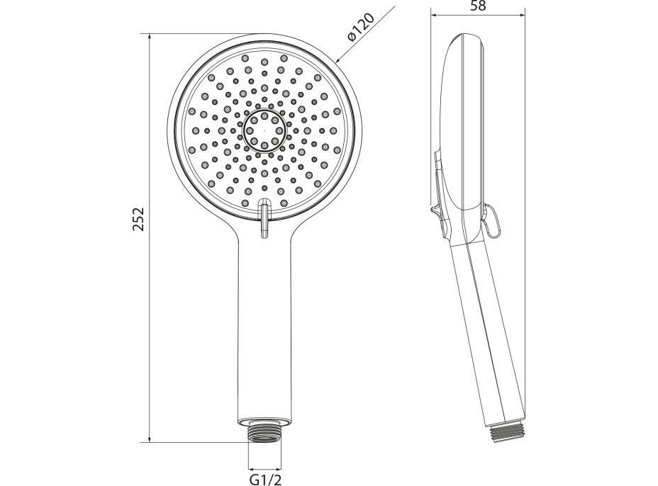 Sapho Ruční masážní sprcha, 4 režimy sprchování, průměr 120mm, ABS/černá mat 1204-51B