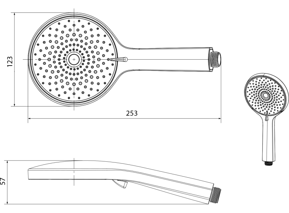 Sapho Ruční masážní sprcha, 4 režimy sprchování, průměr 123mm, černá mat 1204-10B