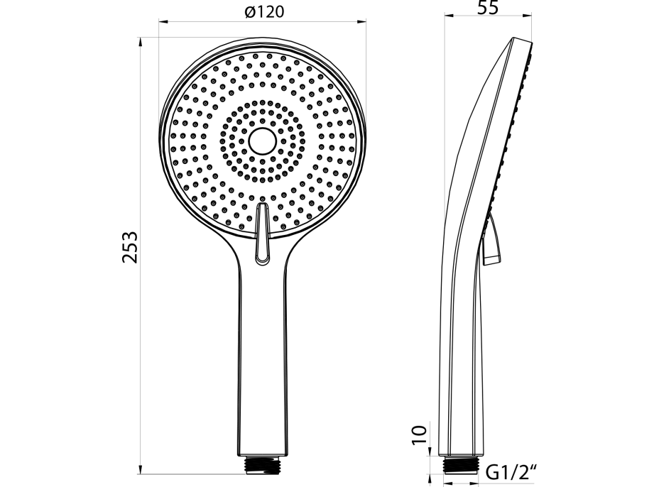 Sapho Ruční masážní sprcha, 3 režimy sprchování, průměr 120 mm, ABS/zlato mat SK879GB