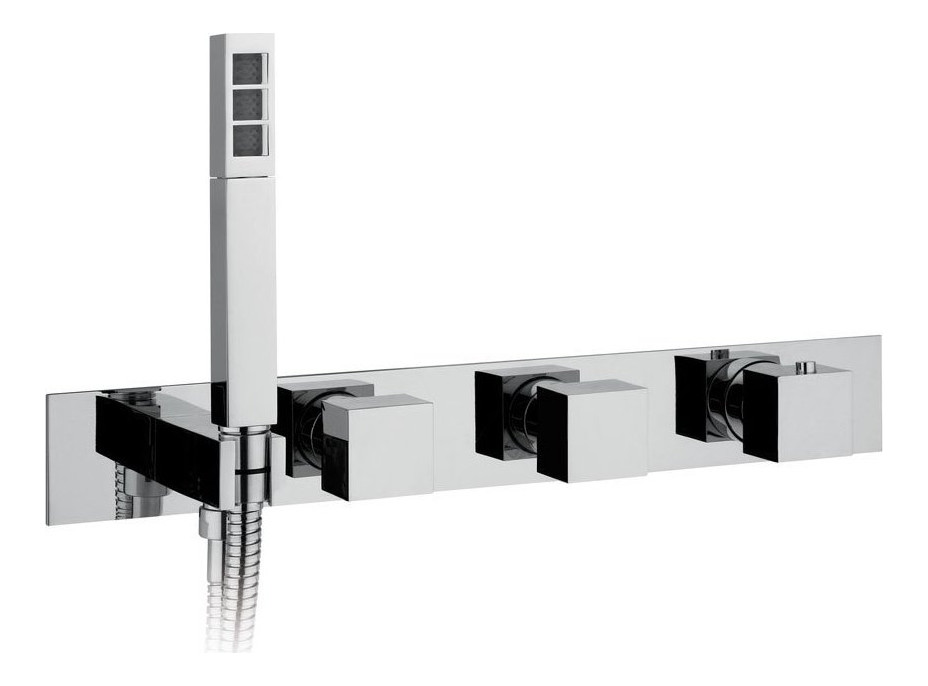 Sapho Podomítková termostatická baterie s držákem ruční sprchy, 2 výstupy, hranatá, chrom MB453