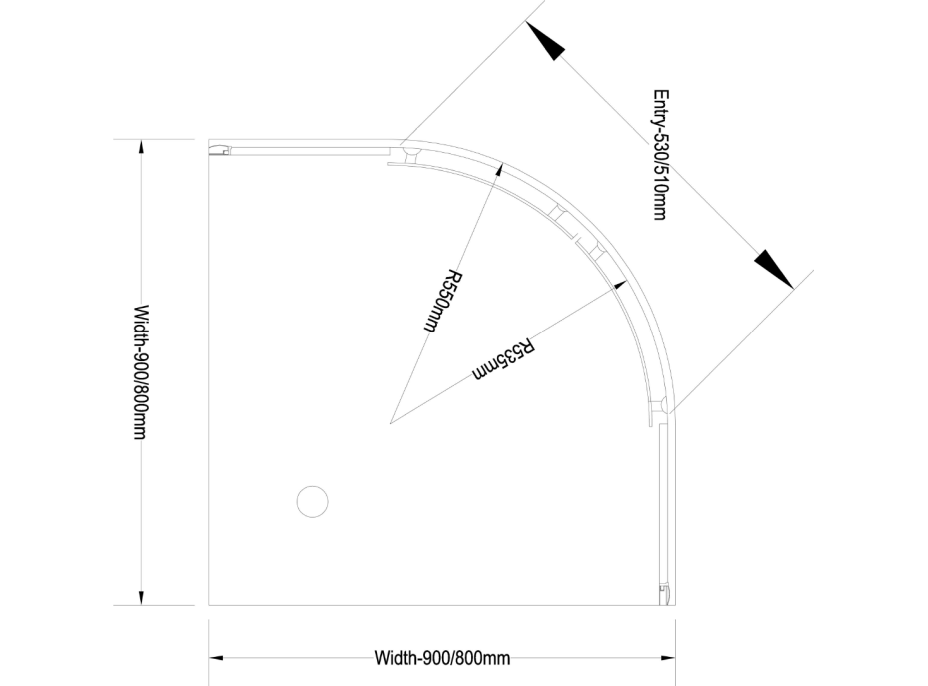 Aqualine ARLETA čtvrtkruhová sprchová zástěna 800x800mm, čiré sklo HLS800Y