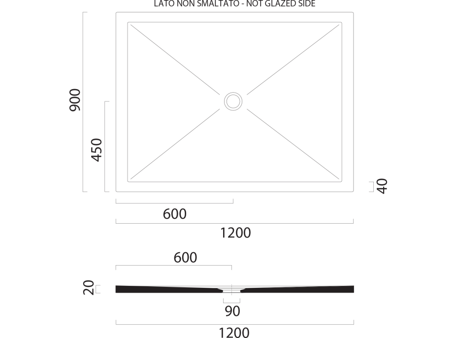 GSI Keramická sprchová vanička, obdélník 120x90x2cm, černá mat 46120926