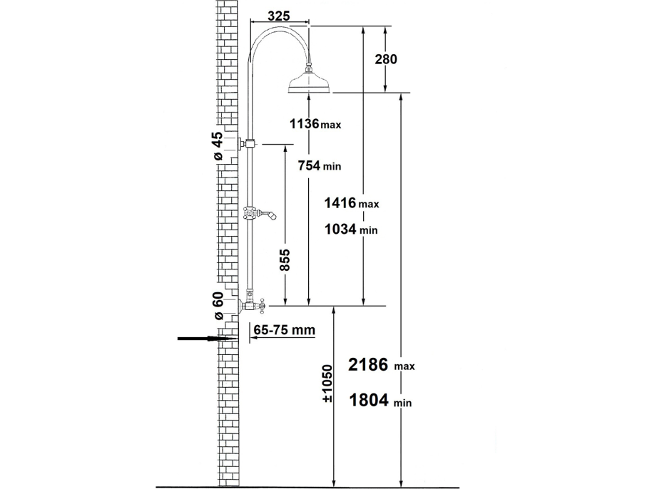 Sapho ANTEA sprchový sloup s termostatickou baterií, zlato SET045