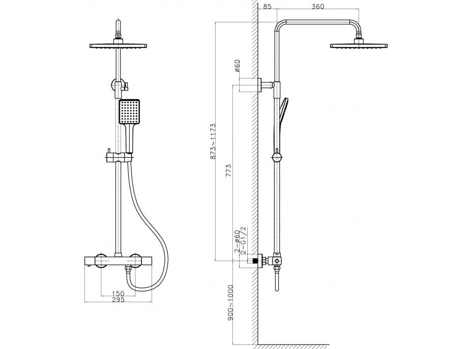 Sapho DARK sprchový sloup s termostatickou baterií, černá mat KJ639