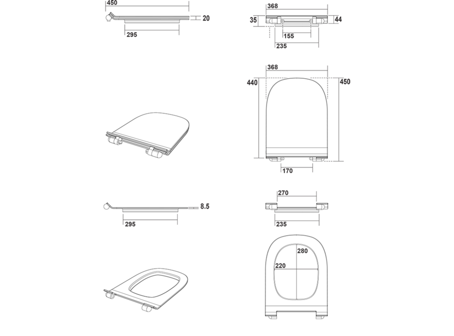 Kerasan FLO WC sedátko, SLIM, Soft Close, bílá 319101