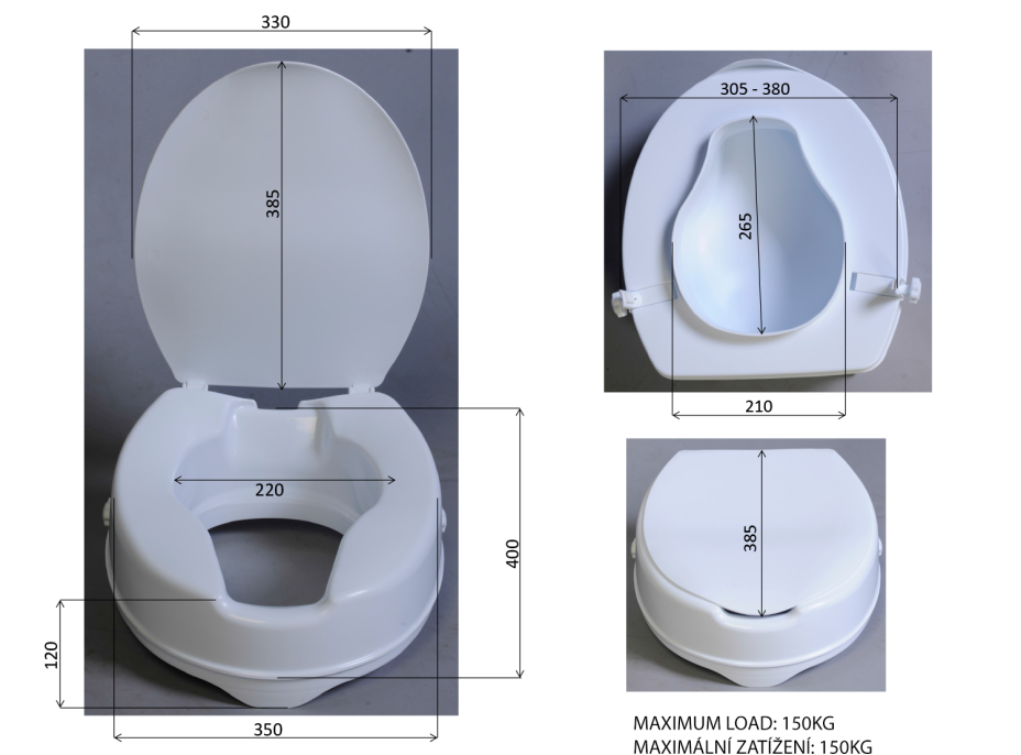 Ridder HANDICAP WC sedátko zvýšené 10cm, bez madel, bílá A0071001