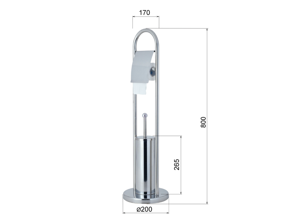 Aqualine SAMBA stojan s podstavcem, WC štětkou a držákem toaletního papíru, chrom SB131