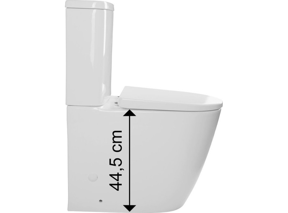 Sapho TURKU RIMLESS WC kombi zvýšený sedák, spodní/zadní odpad, bílá PC104WR