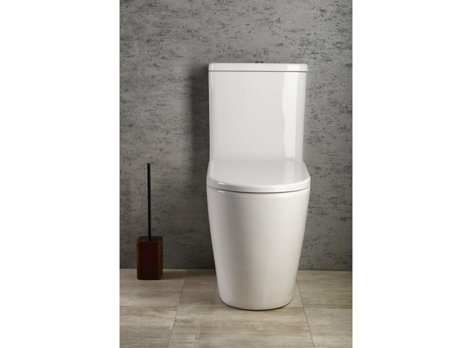 Sapho TURKU RIMLESS WC kombi zvýšený sedák, spodní/zadní odpad, bílá PC104WR