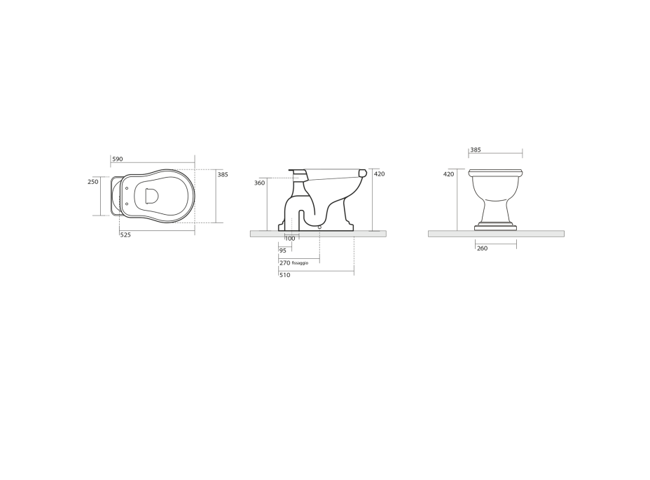 Kerasan RETRO WC mísa stojící, 38, 5x59cm, spodní odpad, bílá 101001