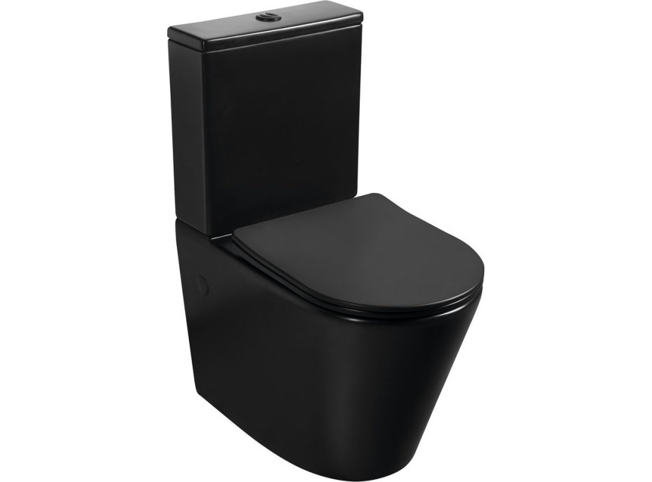 Sapho PACO RIMLESS WC kombi mísa s nádržkou, spodní/zadní odpad, černá mat PC1012WRB