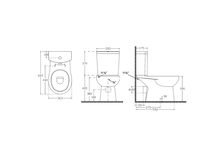 Sapho KAIRO CLEANWASH WC kombi s bidet. sprškou, zadní odpad, bílá PC106