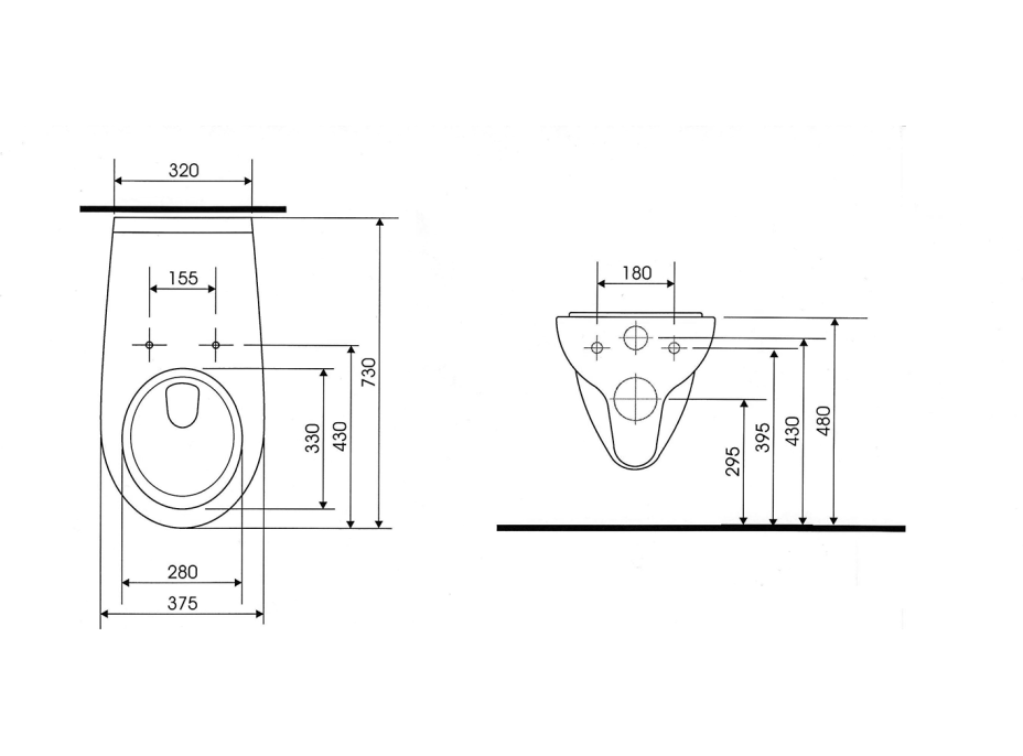 Sapho HANDICAP závěsná WC mísa prodloužená 37, 5x73cm, Rimless, bílá K670-002