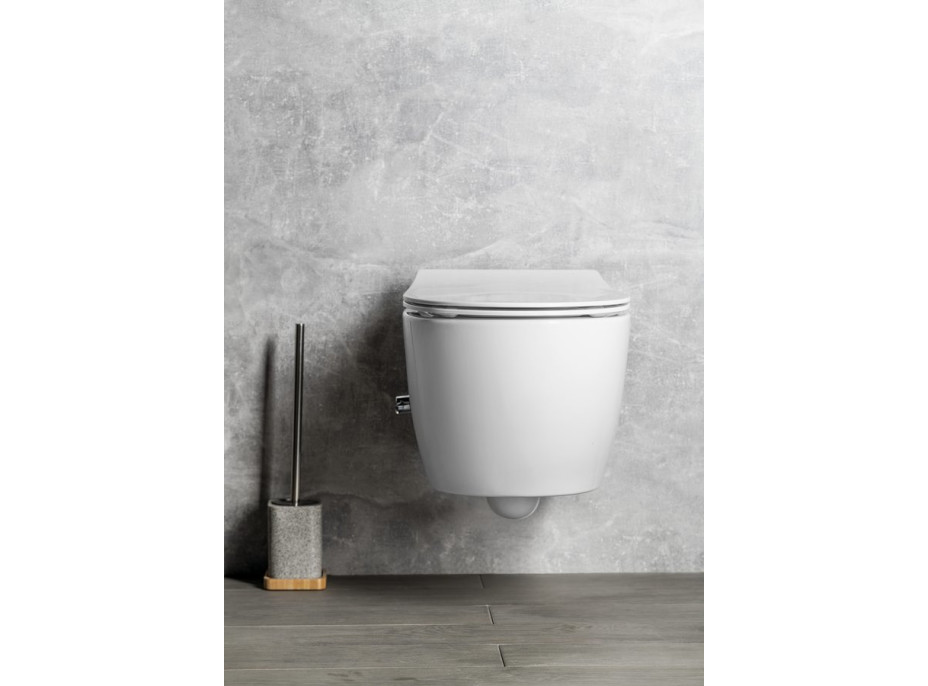 Isvea SENTIMENTI CLEANWASH závěsná WC mísa, Rimless, integrovaný ventil a bidet. sprška, 36x51cm, bílá 10ARS1010