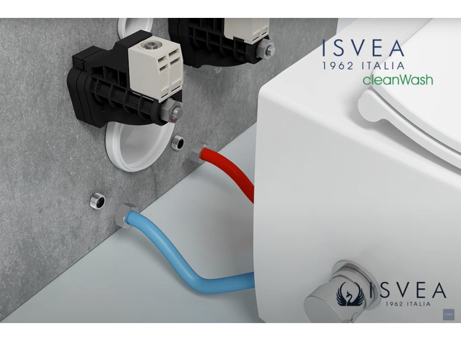 Isvea INFINITY CLEANWASH závěsná WC mísa Rimless, integrovaná baterie a bidet. sprška, 36, 5x53cm, bílá 10NFS1005I