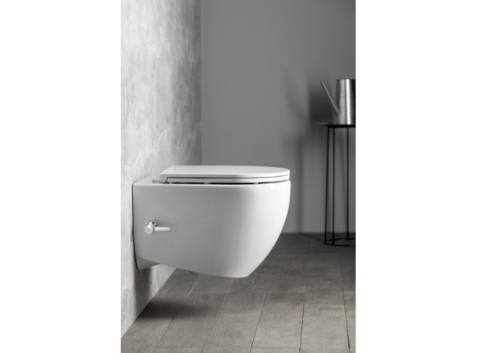 Isvea INFINITY CLEANWASH závěsná WC mísa Rimless, integrovaný ventil a bidet. sprška, 36, 5x53cm, bílá 10NFS1001I