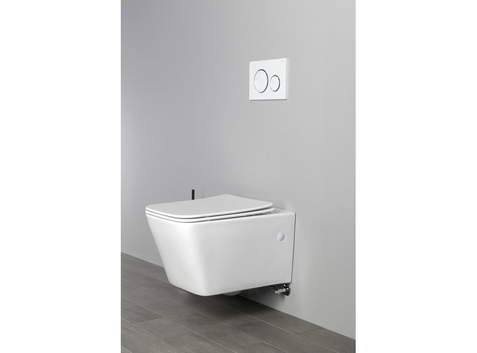 Sapho PORTO CLEANWASH závěsná WC mísa Rimless, integrovaná baterie a bidet. sprška, 36x5cm, bílá PZ102RX