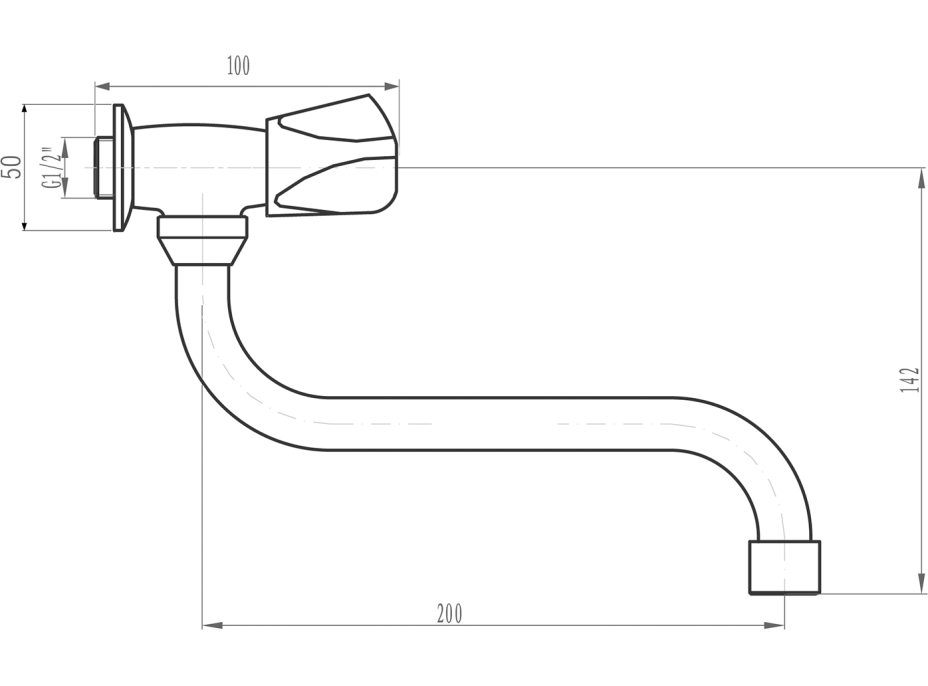 Aqualine Nástěnný ventil 1/2", otočná hubice, chrom ZY1812