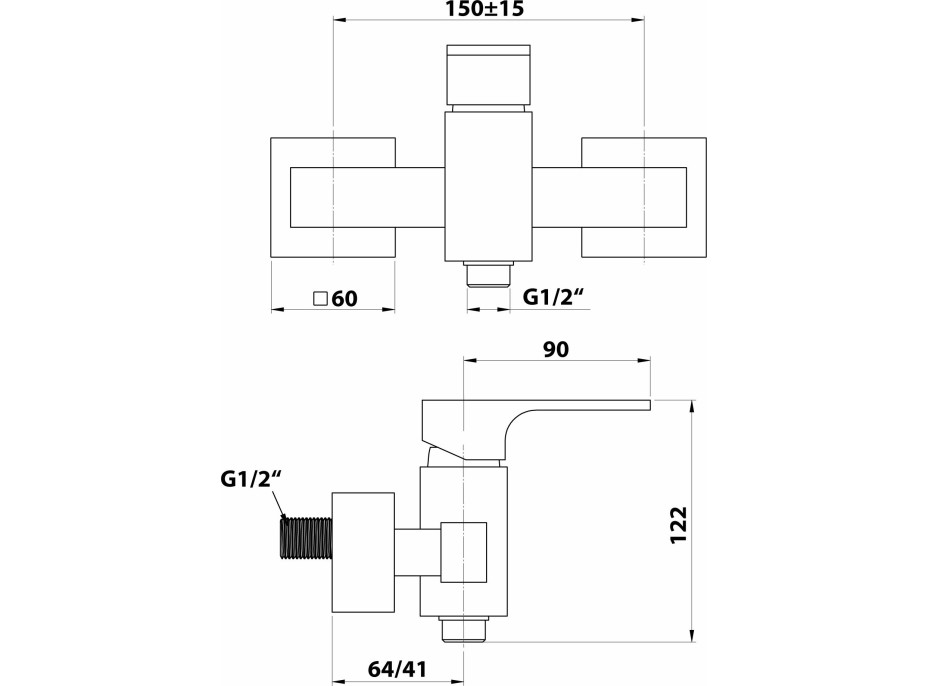 Sapho FORATA nástěnná sprchová baterie, černá mat FT011/15