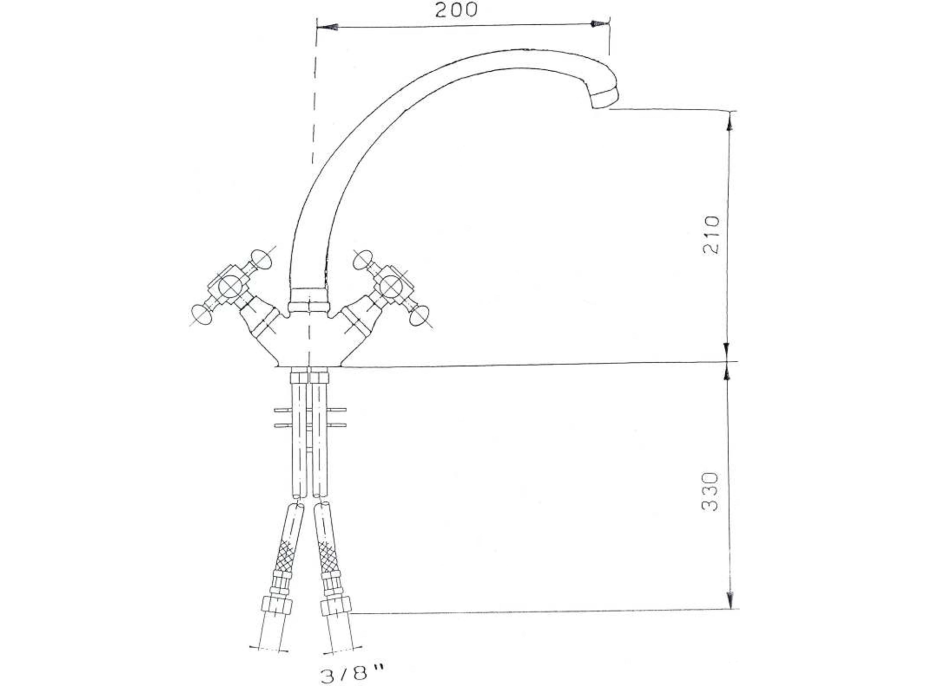 Sapho ANTEA stojánková dřezová baterie, výška 265mm, chrom 3111