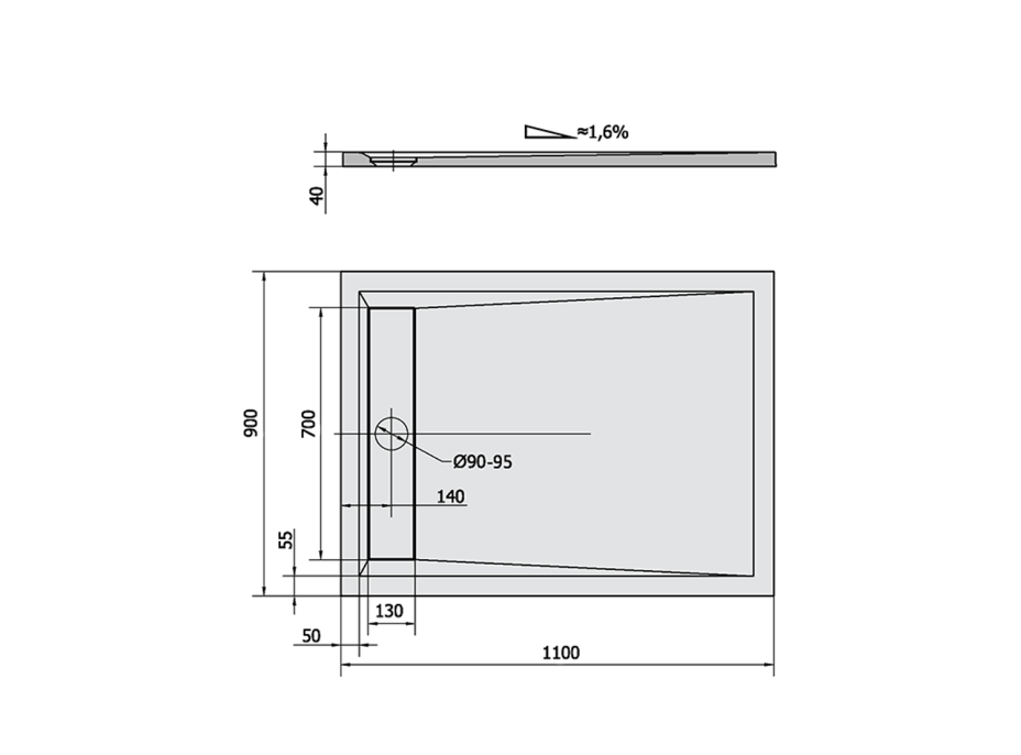 Polysan VARESA sprchová vanička z litého mramoru se záklopem, obdélník 110x90cm, bílá 72938