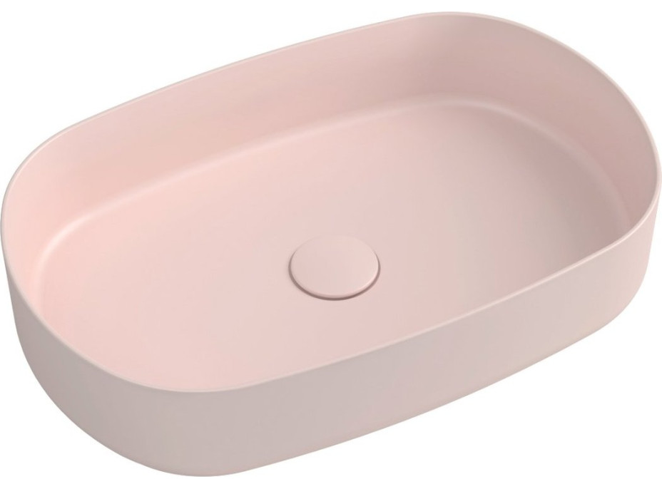 Isvea INFINITY OVAL keramické umyvadlo na desku, 55x36cm, růžová Salmon 10NF65055-2S