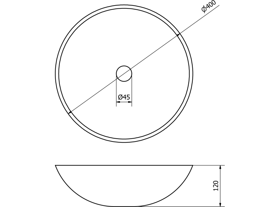 Sapho BLOK kamenné umyvadlo na desku Ø 40 cm, leštěný bílý mramor 2401-34