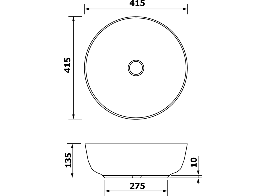 Sapho PRIORI keramické umyvadlo na desku, Ø 41, 5 cm, bronz PI032