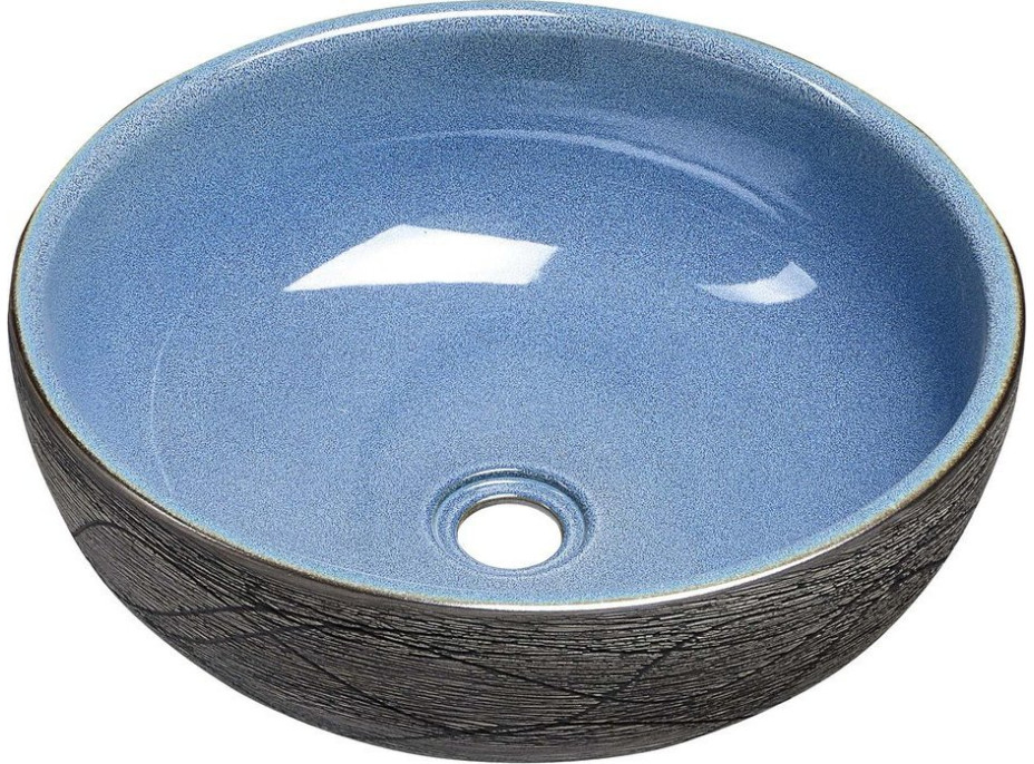 Sapho PRIORI keramické umyvadlo na desku, Ø 41 cm, modrá/šedá PI020