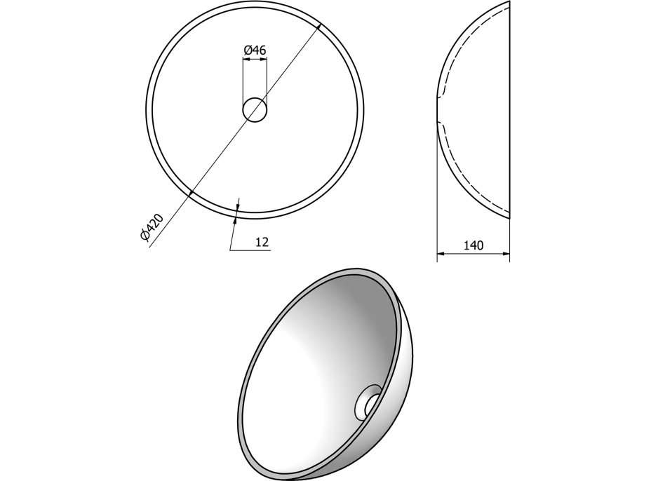 Sapho AGO skleněné umyvadlo na desku Ø 42 cm, zlatě oranžová 2501-19