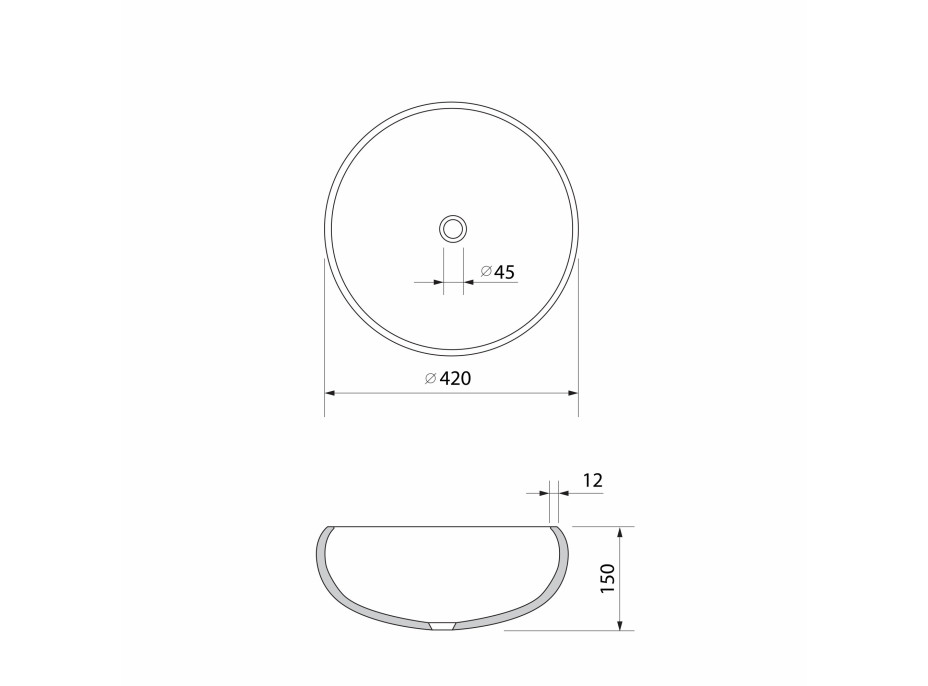 Sapho GAVIOTA skleněné gravírované umyvadlo na desku Ø 42cm, černá TY306