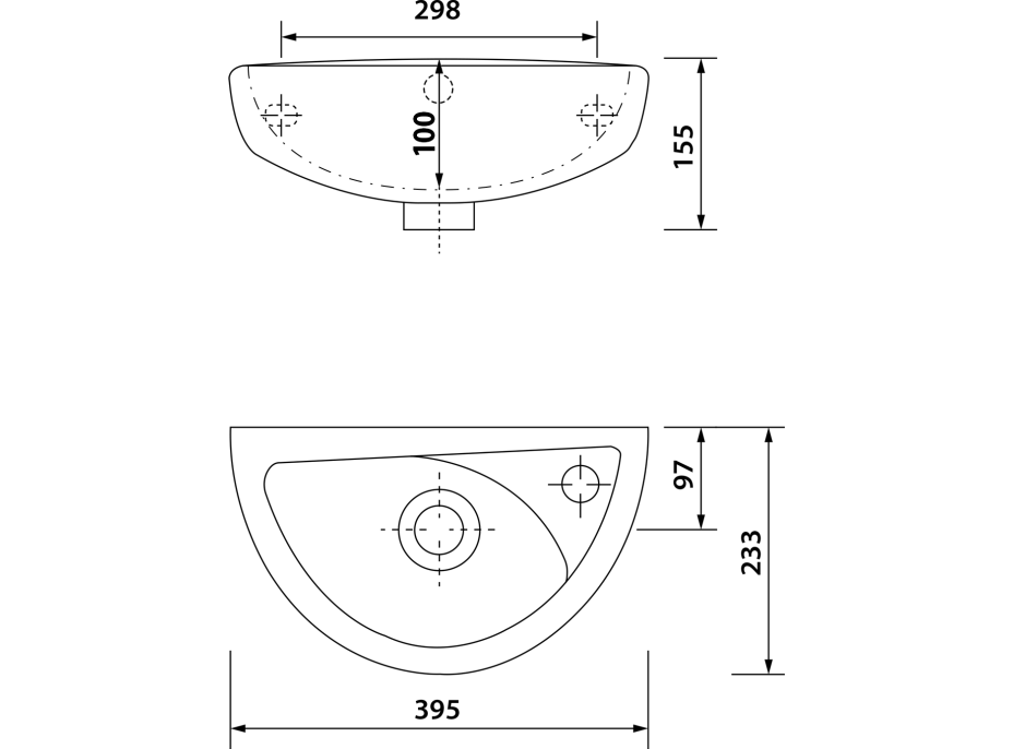 CREAVIT OVAL keramické umývátko 39x23cm, bílá TP040