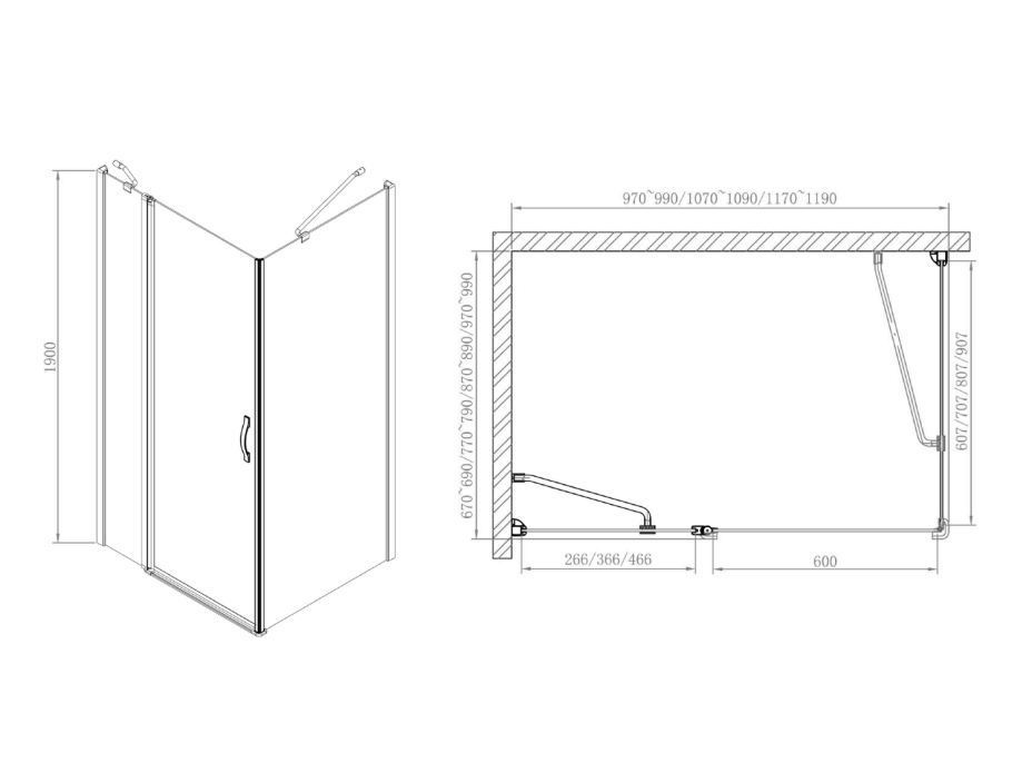 Gelco One obdélníkový sprchový kout 900x1000mm L/P varianta GO4890GO3510