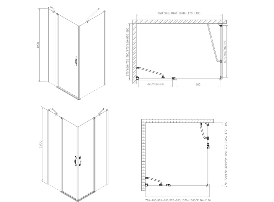 Gelco One čtvercový sprchový kout 1100x1100mm L/P varianta, rohový vstup GO4811GO4811