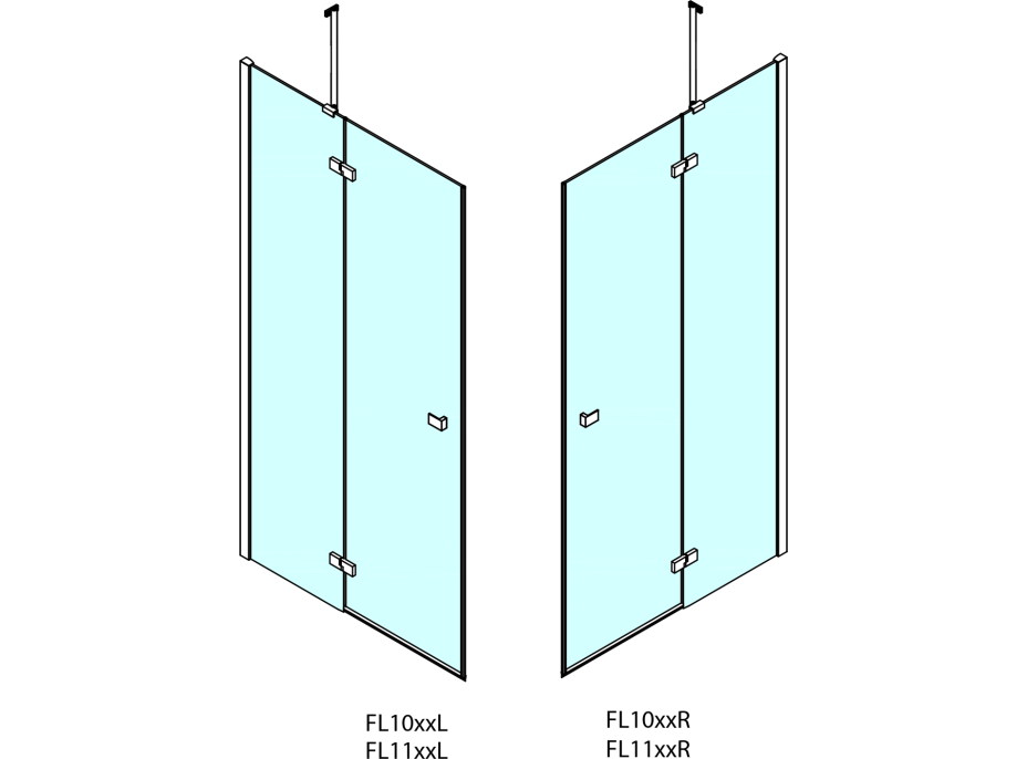 Polysan FORTIS LINE čtvercový sprchový kout 900x900 mm, rohový vstup FL1090LFL1090R