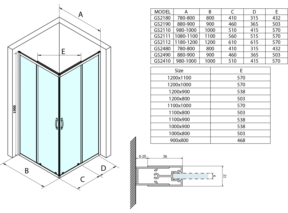 Gelco SIGMA SIMPLY obdélníkový sprchový kout 1000x800 mm, L/P varianta, rohový vstup, čiré sklo GS2110GS2180